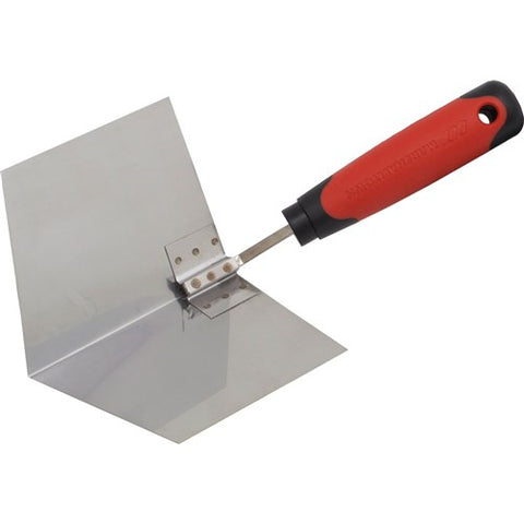 QLT Inside Corner Plaster Trowel 102 x 127mm Stainless Steel with Soft Grip Handle - MTCT911