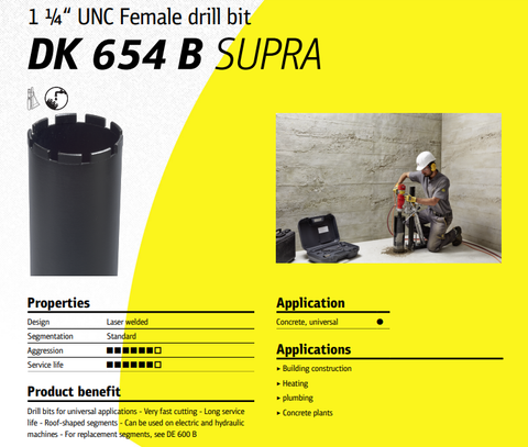 Klingspor Diamond Core Drill 172mm DK 654 B Supra 325785