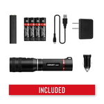 SX300R - Coast Rechargeable Pure Beam LED Torch with Extendable COB White + Red Area Lights 850 Lumens