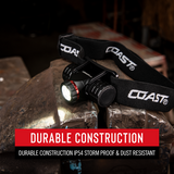 XPH25R - Coast Rechargeable Pure Beam Focusing LED Headlamp - 400 Lumens