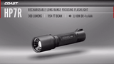 HP7R - Coast Rechargeable Long Distance Focusing LED Torch - 300 Lumens Li-ion or 4 X AAA